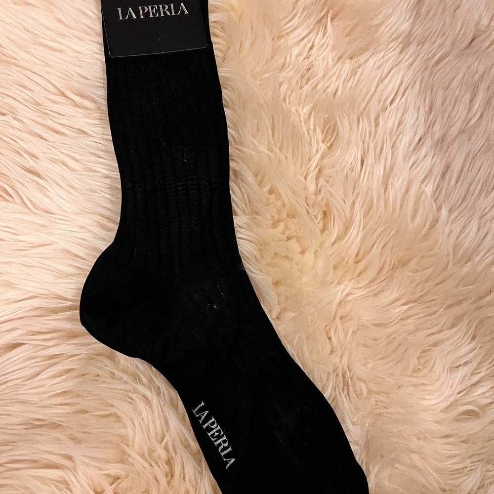 La Perla Black Ribbed Dress Socks
